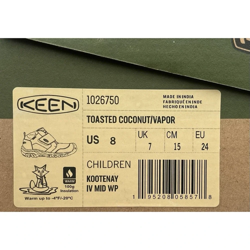 KEEN Toddler Boys Girls Waterproof Leather‎ Boots Size 8 Brown Slip-on Mid Top